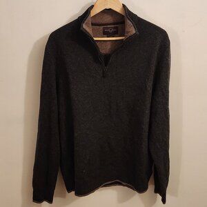 Men's Lambs Wool Quarter Zip Sweater Charcoal Gray Mock Neck Sz XL by BB1826